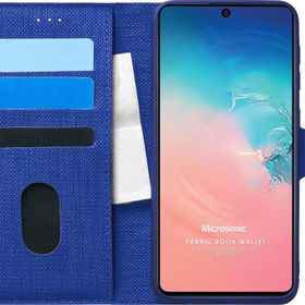 Microsonic Samsung Galaxy A91 Fabric Book Wallet Lacivert Kılıf