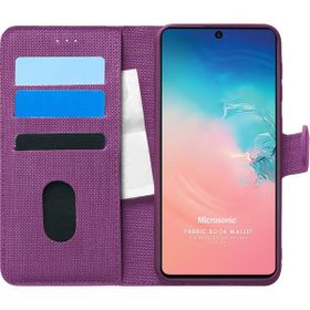 Microsonic Samsung Galaxy A91 Fabric Book Wallet Mor Cep Telefonu Kılıfı