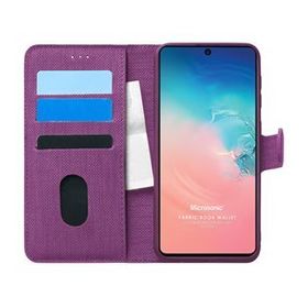 Microsonic Samsung Galaxy A91 Fabric Book Wallet Mor Cep Telefonu Kılıfı