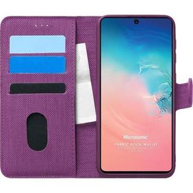 Microsonic Samsung Galaxy A91 Fabric Book Wallet Mor Cep Telefonu Kılıfı