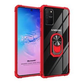 Microsonic Samsung Galaxy A91 Grande Clear Ring Holder Kırmızı Kılıf