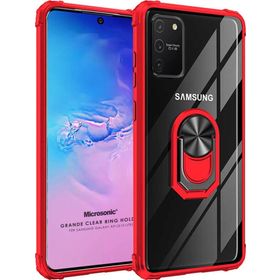 Microsonic Samsung Galaxy A91 Grande Clear Ring Holder Kırmızı Kılıf