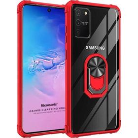Microsonic Samsung Galaxy A91 Grande Clear Ring Holder Kırmızı Kılıf