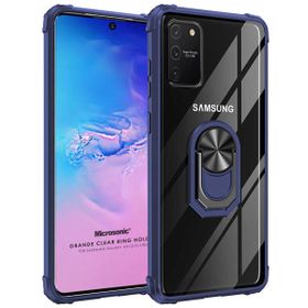 Microsonic Samsung Galaxy A91 Grande Clear Ring Holder Lacivert Kılıf