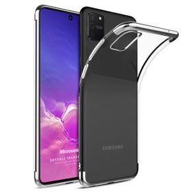 Microsonic Samsung Galaxy A91 Skyfall Transparent Clear Gümüş Cep Telefonu Kılıfı