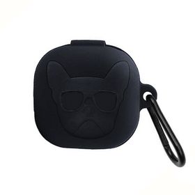 Microsonic Samsung Galaxy Buds 2 Cartoon Figürlü Silikon Buldog Siyah Kılıf