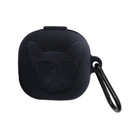 Microsonic Samsung Galaxy Buds 2 Cartoon Figürlü Silikon Buldog Siyah Kılıf