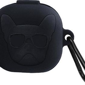 Microsonic Samsung Galaxy Buds 2 Cartoon Figürlü Silikon Buldog Siyah Kılıf