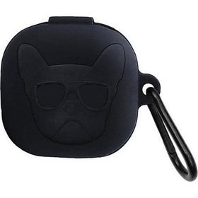 Microsonic Samsung Galaxy Buds 2 Cartoon Figürlü Silikon Buldog Siyah Kılıf