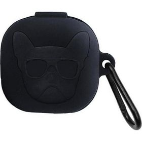 Microsonic Samsung Galaxy Buds 2 Cartoon Figürlü Silikon Buldog Siyah Kılıf