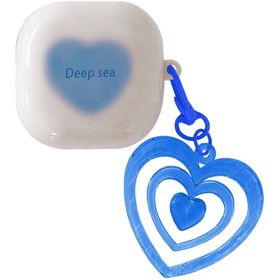 Microsonic Samsung Galaxy Buds FE Süslü Renkli Kalp Desenli Mavi Kılıf