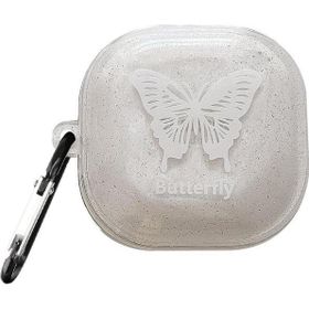 Microsonic Samsung Galaxy Buds Live Kelebek Desenli Şeffaf Kılıf