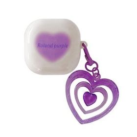 Microsonic Samsung Galaxy Buds Pro Süslü Renkli Kalp Desenli Mor Kılıf