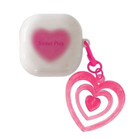 Microsonic Samsung Galaxy Buds Pro Süslü Renkli Kalp Desenli Pembe Kılıf