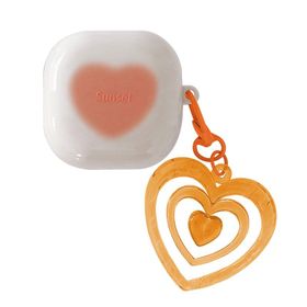 Microsonic Samsung Galaxy Buds Pro Süslü Renkli Kalp Desenli Turuncu Kılıf
