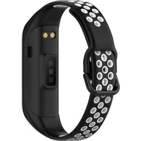 Microsonic Samsung Galaxy Fit 2 R220 Rainbow Sport Band Siyah Beyaz Kordon