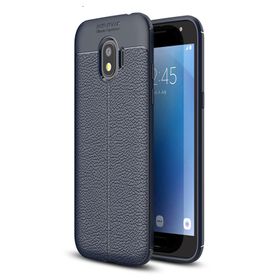 Microsonic Samsung Galaxy Grand Prime Pro Deri Dokulu Silikon Lacivert Kılıf