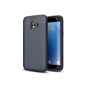 Microsonic Samsung Galaxy Grand Prime Pro Deri Dokulu Silikon Lacivert Kılıf