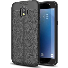 Microsonic Samsung Galaxy Grand Prime Pro Deri Dokulu Silikon Siyah Kılıf