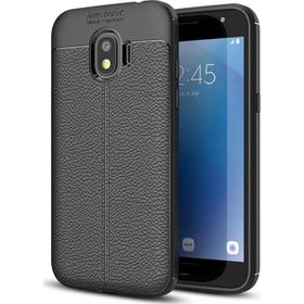 Microsonic Samsung Galaxy J2 Pro 2018 Deri Dokulu Silikon Siyah Kılıf