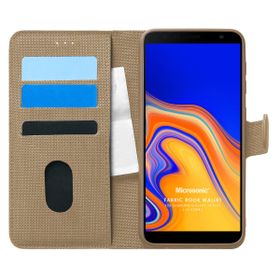 Microsonic Samsung Galaxy J4 Core Fabric Book Wallet Gold Cep Telefonu Kılıfı