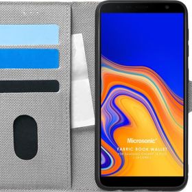 Microsonic Samsung Galaxy J4 Core Fabric Book Wallet Gri Cep Telefonu Kılıfı