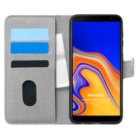 Microsonic Samsung Galaxy J4 Core Fabric Book Wallet Gri Cep Telefonu Kılıfı