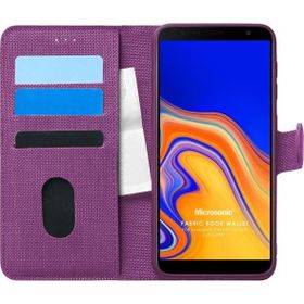Microsonic Samsung Galaxy J4 Core Fabric Book Wallet Mor Cep Telefonu Kılıfı
