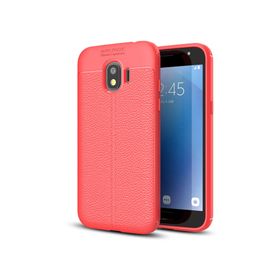 Microsonic Samsung Galaxy J4 Deri Dokulu Silikon Kırmızı Kılıf