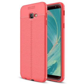 Microsonic Samsung Galaxy J4 Deri Dokulu Silikon Kırmızı Kılıf