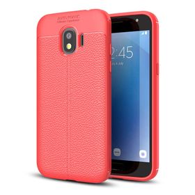 Microsonic Samsung Galaxy J4 Deri Dokulu Silikon Kırmızı Kılıf