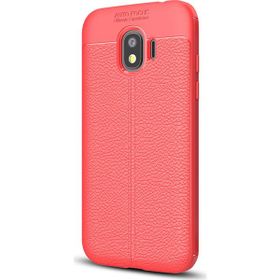 Microsonic Samsung Galaxy J4 Deri Dokulu Silikon Kırmızı Kılıf