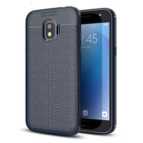 Microsonic Samsung Galaxy J4 Deri Dokulu Silikon Lacivert Kılıf
