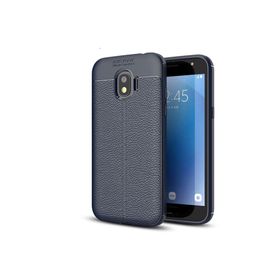 Microsonic Samsung Galaxy J4 Deri Dokulu Silikon Lacivert Kılıf