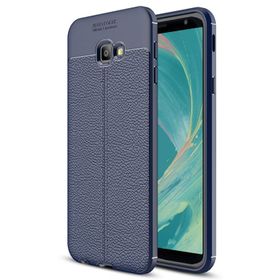 Microsonic Samsung Galaxy J4 Deri Dokulu Silikon Lacivert Kılıf