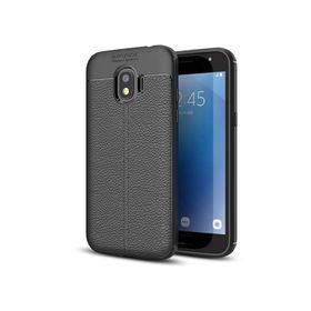 Microsonic Samsung Galaxy J4 Deri Dokulu Silikon Siyah Kılıf