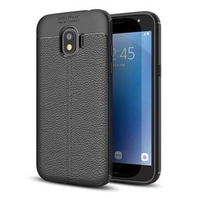 Microsonic Samsung Galaxy J4 Deri Dokulu Silikon Siyah Kılıf