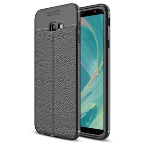 Microsonic Samsung Galaxy J4 Deri Dokulu Silikon Siyah Kılıf