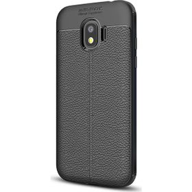 Microsonic Samsung Galaxy J4 Deri Dokulu Silikon Siyah Kılıf