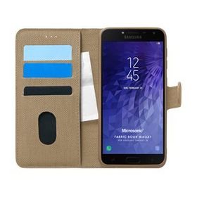 Microsonic Samsung Galaxy J4 Fabric Book Wallet Gold Cep Telefonu Kılıfı