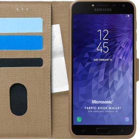 Microsonic Samsung Galaxy J4 Fabric Book Wallet Gold Cep Telefonu Kılıfı