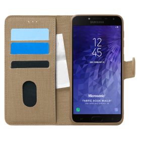 Microsonic Samsung Galaxy J4 Fabric Book Wallet Gold Cep Telefonu Kılıfı