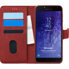 Microsonic Samsung Galaxy J4 Fabric Book Wallet Kırmızı Kılıf