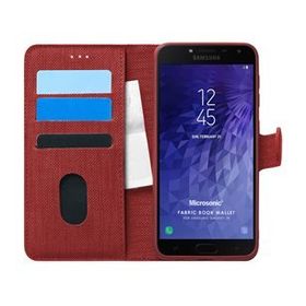 Microsonic Samsung Galaxy J4 Fabric Book Wallet Kırmızı Kılıf