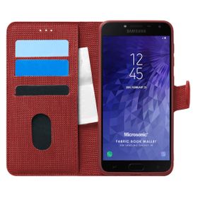 Microsonic Samsung Galaxy J4 Fabric Book Wallet Kırmızı Kılıf