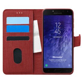 Microsonic Samsung Galaxy J4 Fabric Book Wallet Kırmızı Kılıf