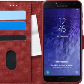 Microsonic Samsung Galaxy J4 Fabric Book Wallet Kırmızı Kılıf