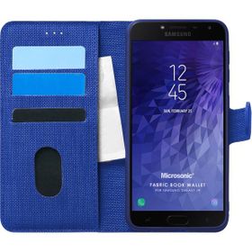 Microsonic Samsung Galaxy J4 Fabric Book Wallet Lacivert Kılıf