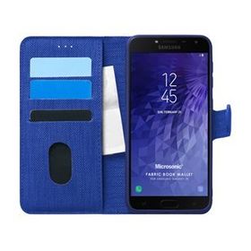 Microsonic Samsung Galaxy J4 Fabric Book Wallet Lacivert Kılıf
