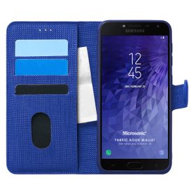 Microsonic Samsung Galaxy J4 Fabric Book Wallet Lacivert Kılıf